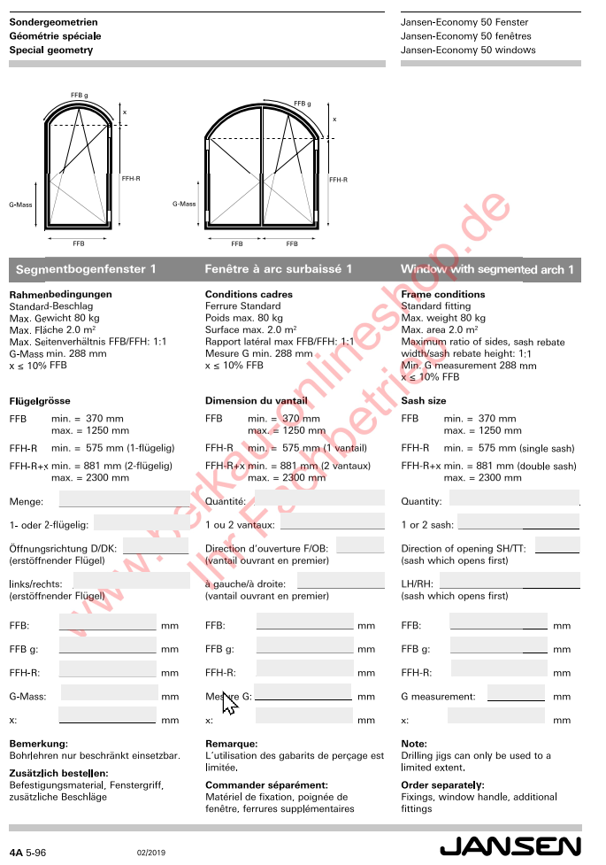 Jansen-Economy 50 Fenster Sondergeometrien